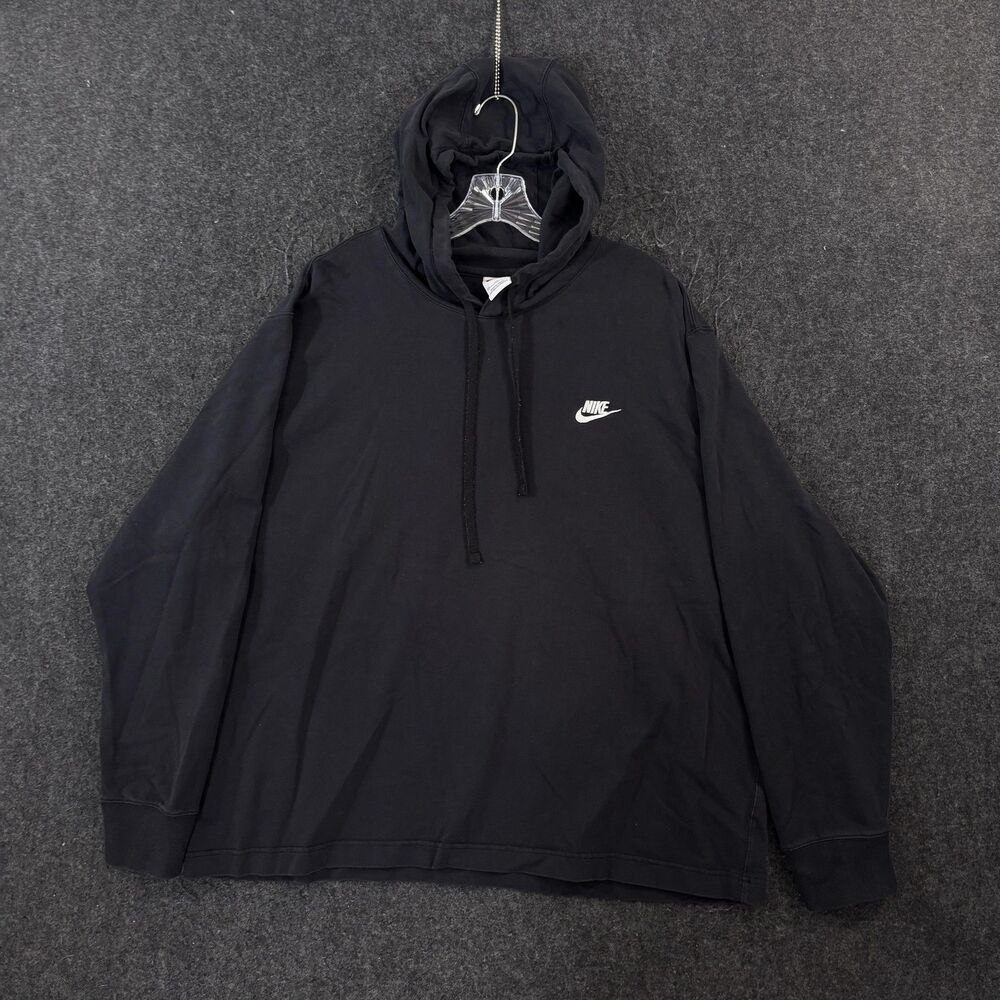 Nike Hoodie Men's XXL Black Jersey Pullover Embroidered Swoosh Shirt BV2749-010